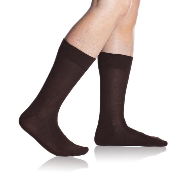 BAMBUS COMFORT SOCKS 5x - Bambusové klasické pánské ponožky 5 ks - hnědá