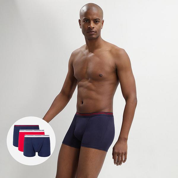 DIM COLORS CLASSIC BOXER 3x - Pánské boxerky 3 ks - tmavě červená - tmavě modrá