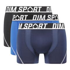 DIM SPORT MICROFIBRE BOXER 3x - Pánské sportovní boxerky 3 ks - černá - modrá