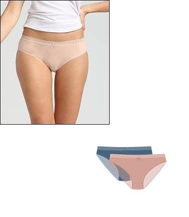 DIM ECO FASHION SLIPS 2x - Dámské bavlněné kalhotky 2 ks - korálová - světle modrá