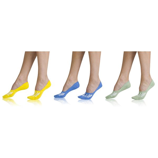 INVISIBLE SOCKS 3x - Dámské neviditelné ponožky vhodné do sneaker bot 3 páry - světle zelená - žlutá - světle modrá