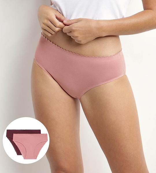 DIM BODY TOUCH MIDI BRIEF 2x - Dámské kalhotky 2 ks - fialová - světle růžová