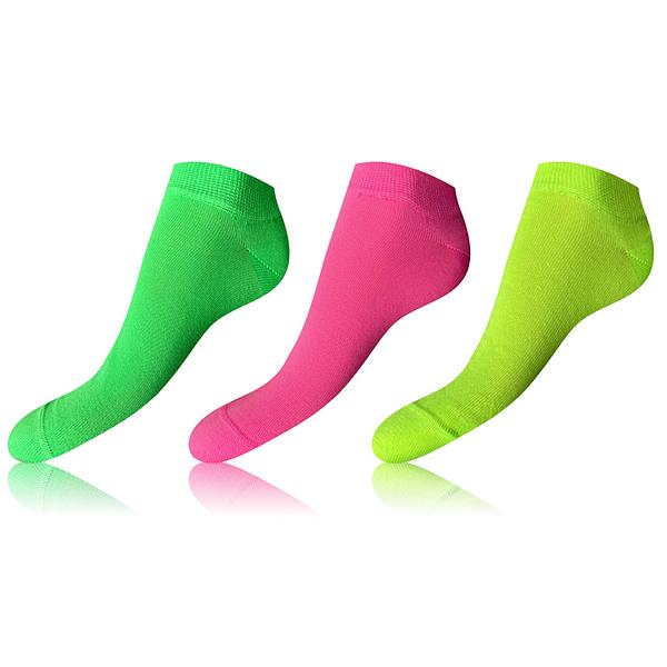 COLOUR IN-SHOE SOCKS 3x - Dámské kotníkové ponožky 3 páry - růžová - světle zelená - žlutá