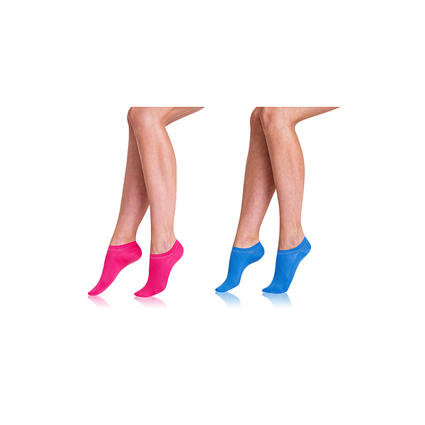 FINE IN-SHOE SOCKS 2x - Dámské nízké ponožky 2 ks - modrá - růžová