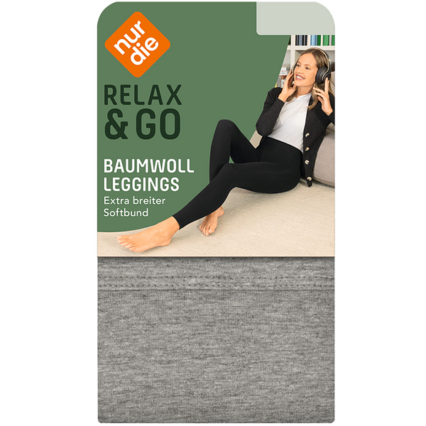 NUR DIE BAUMWOLL LEGGINGS - Dámské bavlněné legíny - šedá