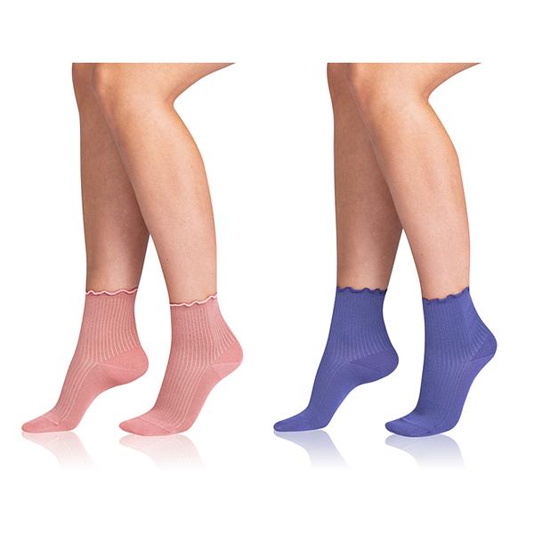 FANCY MODAL SOCKS 2x - Dámské ponožky 2 páry - modrá - růžová